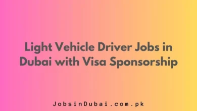 Light Vehicle Driver Jobs in Dubai with Visa Sponsorship